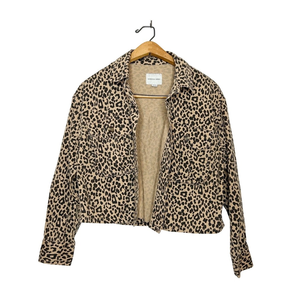 American Eagle Outfitters Cropped Leopard Animal Print Jacket Small S